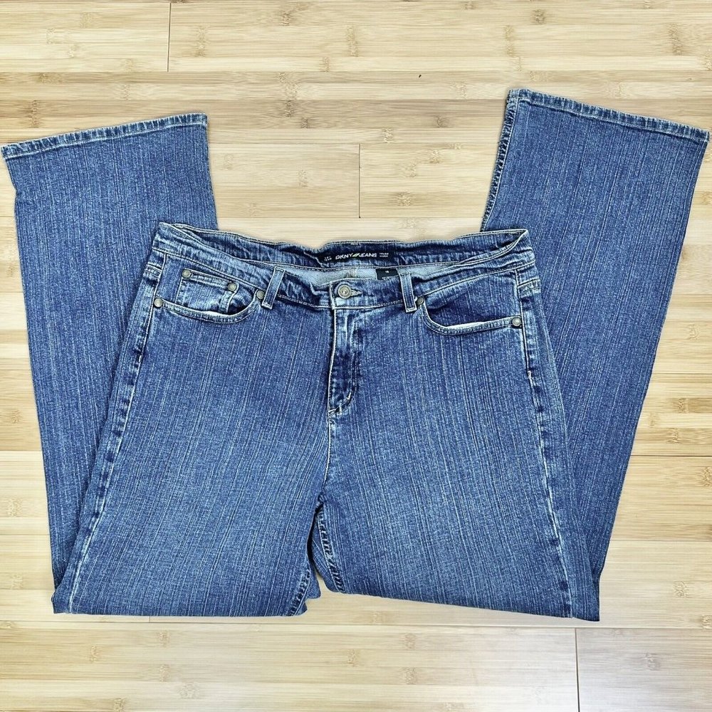 DKNY Libra Womens Jeans 16 Blue Bootcut Denim High Rise Stretch - Med Blue